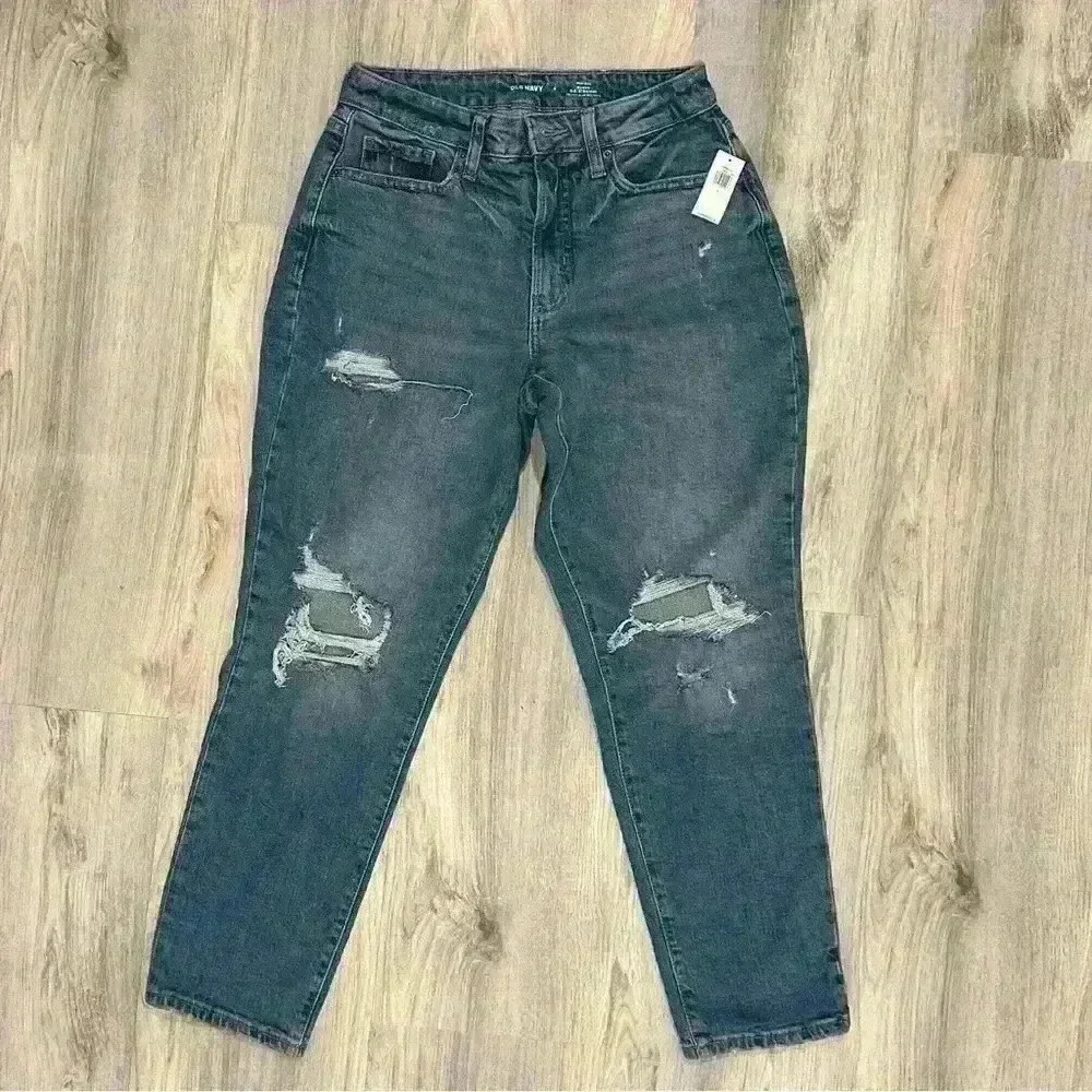 NWT Old Navy High Rise Curvy OG Straight Leg Denim Distressed Jeans Size 6